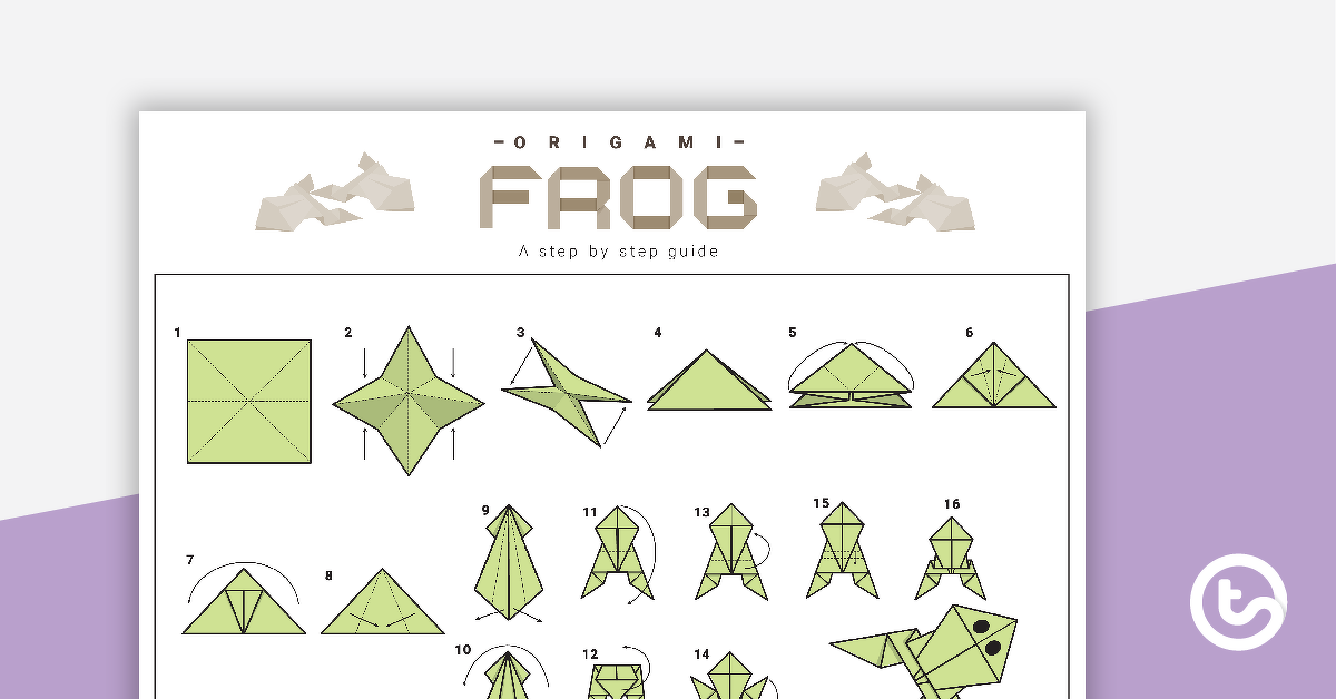 折纸青蛙的预览图像逐步说明 - 教学资源