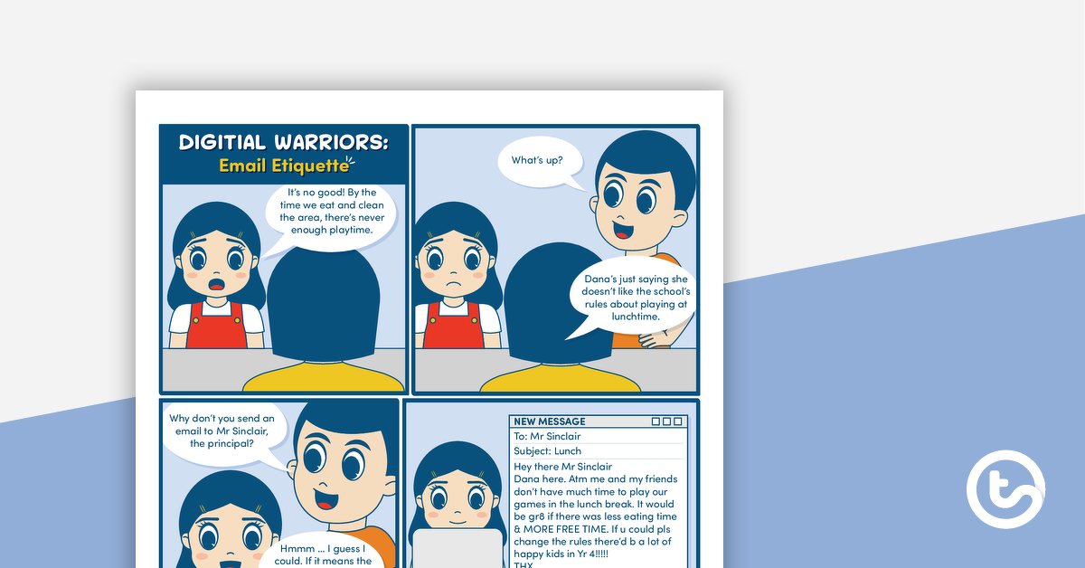 预览图像for Digital Warriors Comic - Email Etiquette – Worksheet - teaching resource