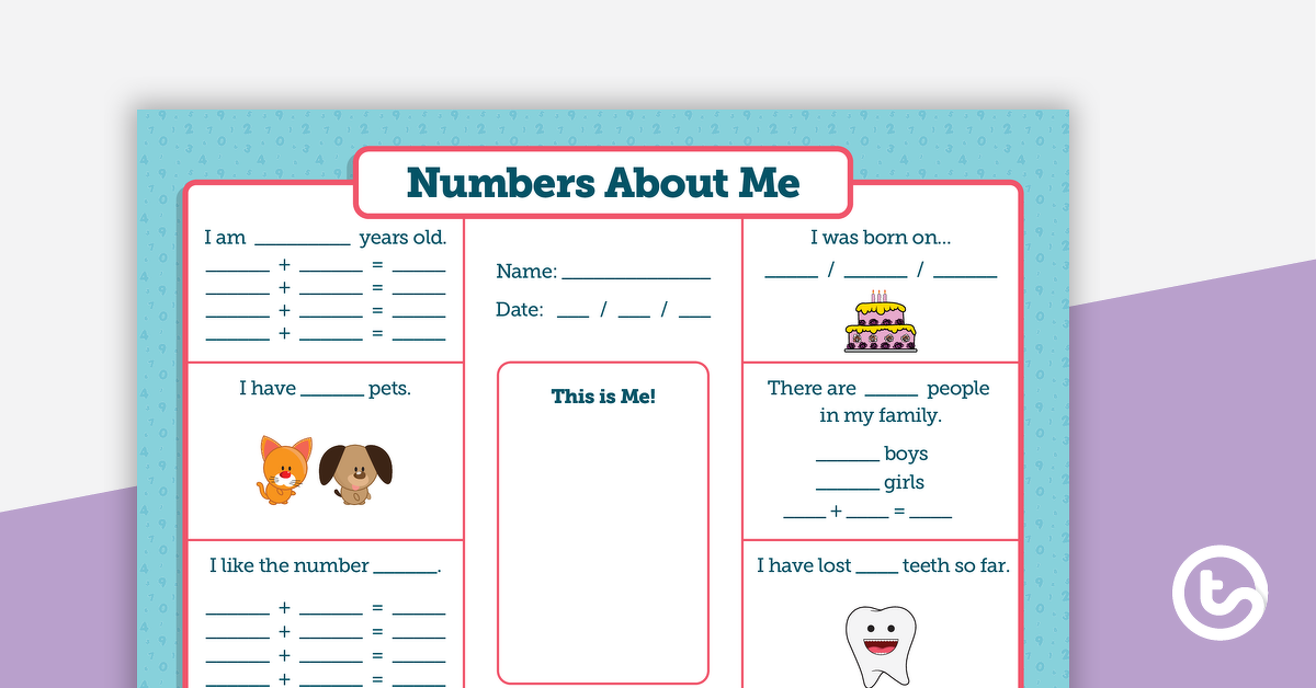 Preview image for Numbers About Me Worksheet - teaching resource