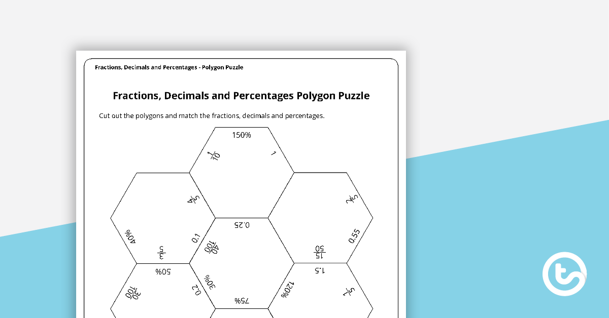 Preview image for Fractions, Decimals and Percentages Polygon Puzzle - teaching resource