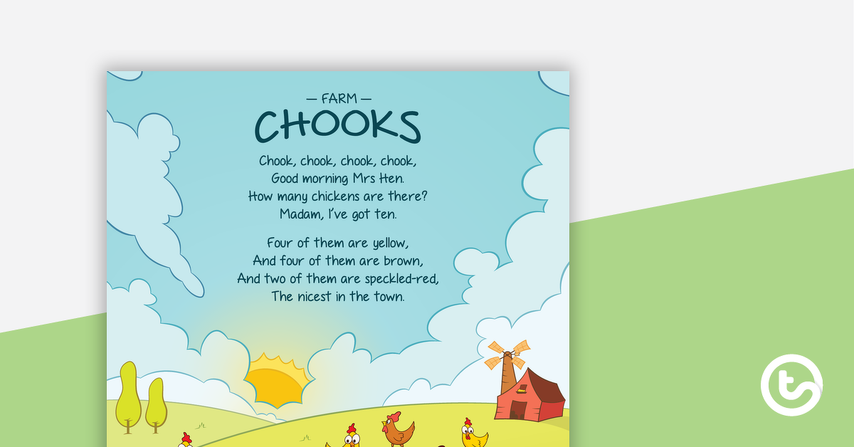 Chook，Chook，Chook，Chook  - 数字押韵和工作表的预览图像 - 教学资源