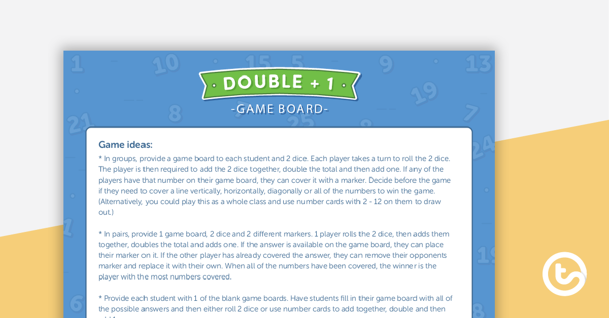 Preview image for Double Plus 1 - Game Boards - teaching resource