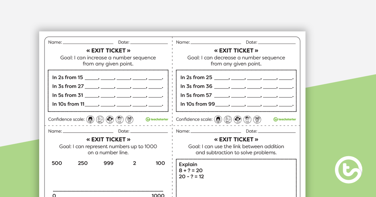 Preview image for Year 2 Numeracy Exit Tickets – Worksheets - teaching resource