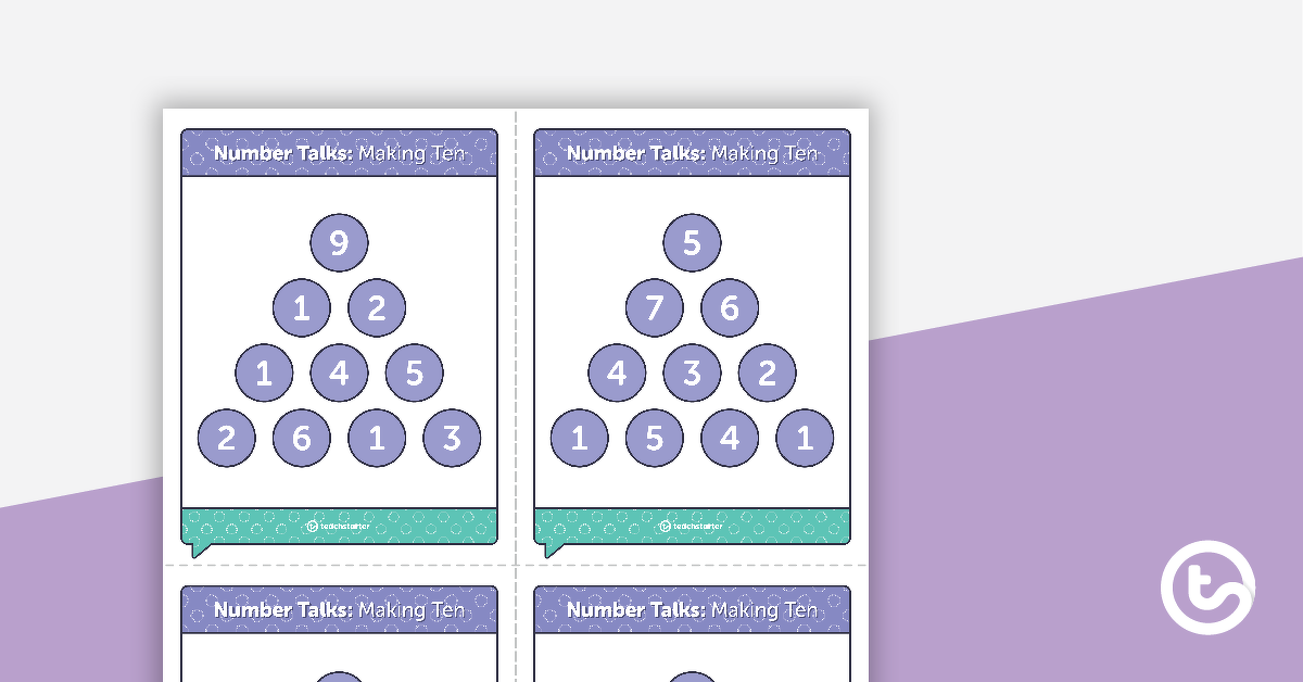 预览图像for Number Talks - Making Ten Task Cards - teaching resource