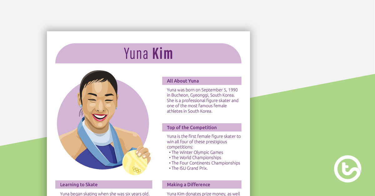 Preview image for Inspirational Woman Profile - Yuna Kim - teaching resource
