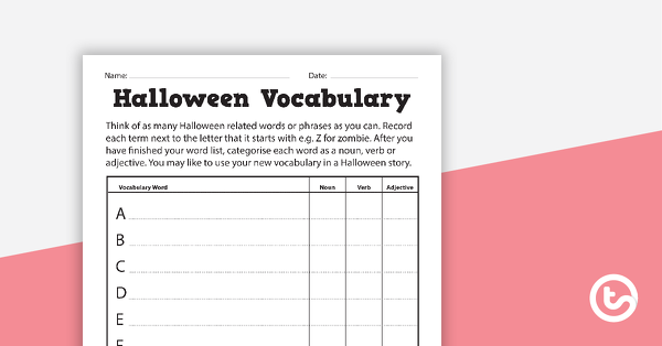Preview image for Halloween Vocabulary Worksheet - teaching resource