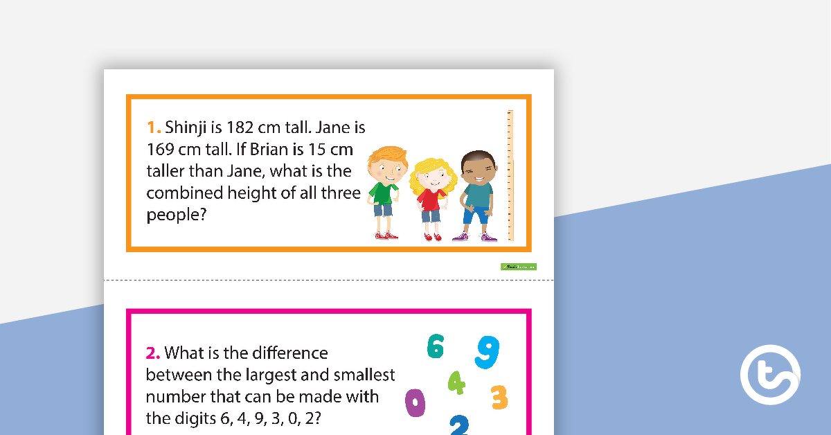 Preview image for Addition and Subtraction Word Problem Cards – Middle Primary - teaching resource