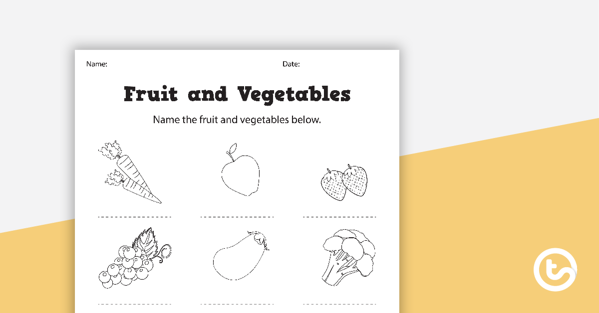 Preview image for Naming Fruit and Vegetables Worksheet - teaching resource