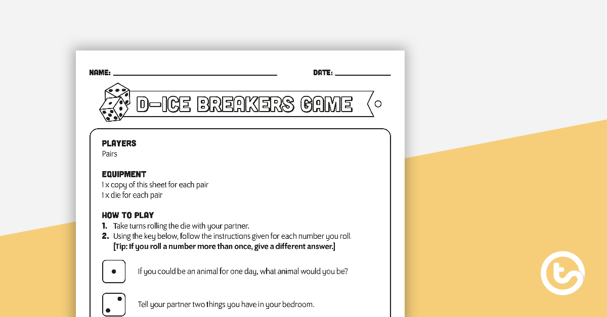 Preview image for D-ice Breakers Game - teaching resource