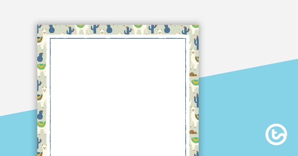 Preview image for Llama and Cactus - Portrait Page Border - teaching resource