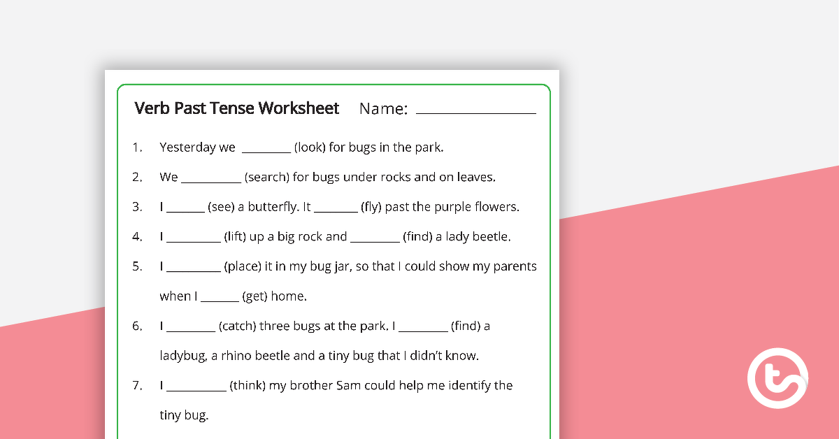 Preview image for Verb Past Tense Worksheet - teaching resource