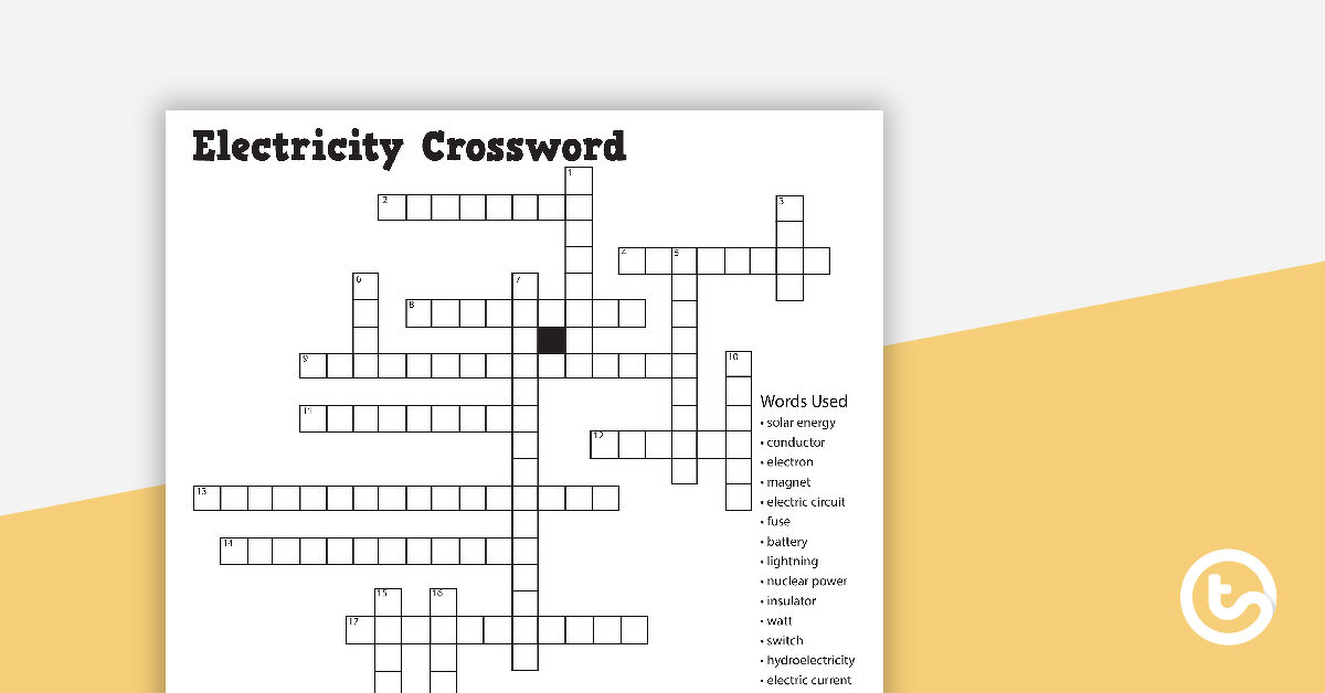 Preview image for Electricity Crossword - teaching resource