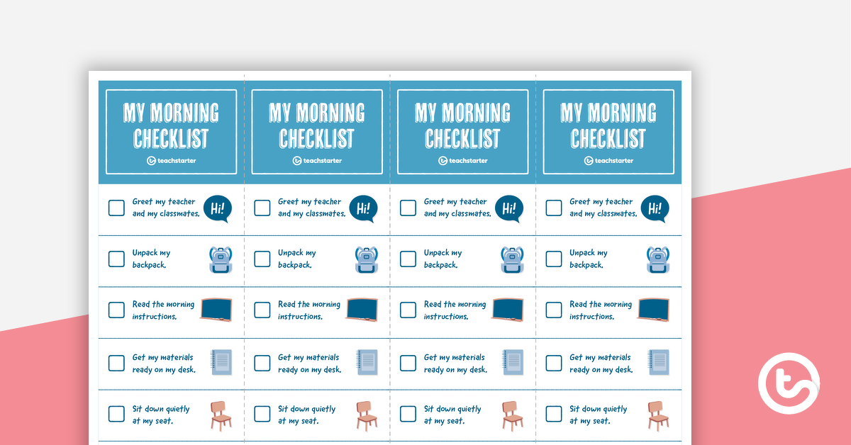 Preview image for Task Initiation Bookmark – My Morning Checklist - teaching resource