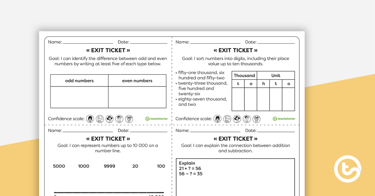 Preview image for Year 3 Numeracy Exit Tickets – Worksheets - teaching resource