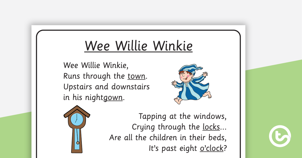 Preview image for Wee Willie Winkie Nursery Rhyme - Rhyme Page and Sorting Activity - teaching resource