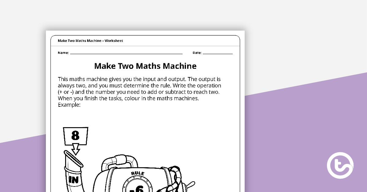 预览图像制造两个数学机器工作表 - 教学资源