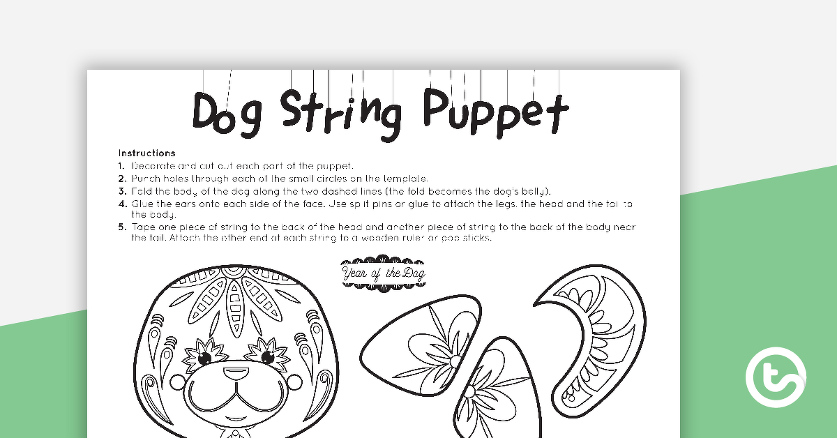 预览图像狗串木偶工艺模板 - 教学资源