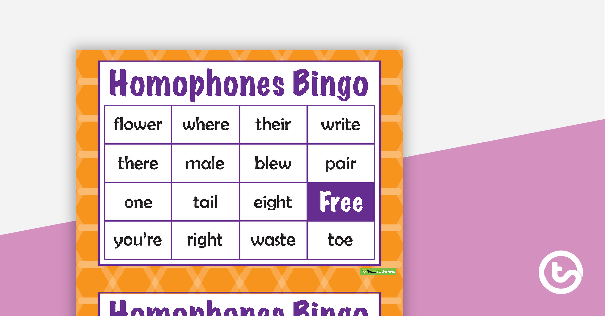 Preview image for Homophones Bingo - teaching resource