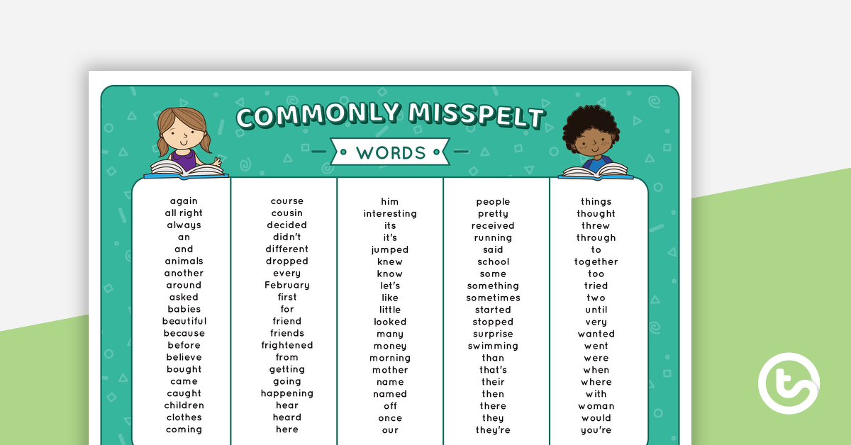 预览图像Dolch垫-经常拼错单词单词的教学资源