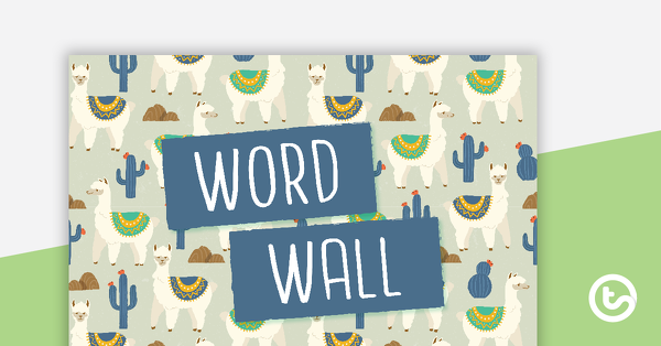 羊驼和仙人掌预览图像- Word墙模板-教学资源