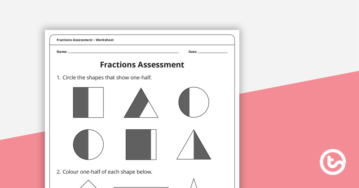 Preview image for Fractions Assessment – Year 1 - teaching resource