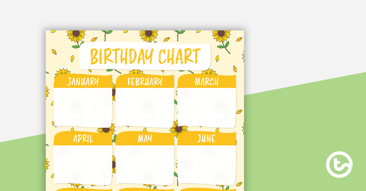 Preview image for Sunflowers – Happy Birthday Chart - teaching resource
