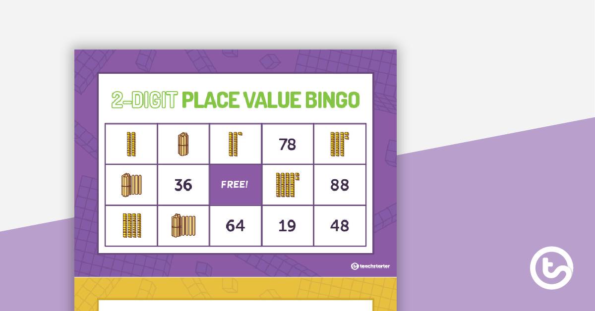 Preview image for Two-Digit Place Value Bingo Game (Digits, MAB and Pop Sticks) - teaching resource