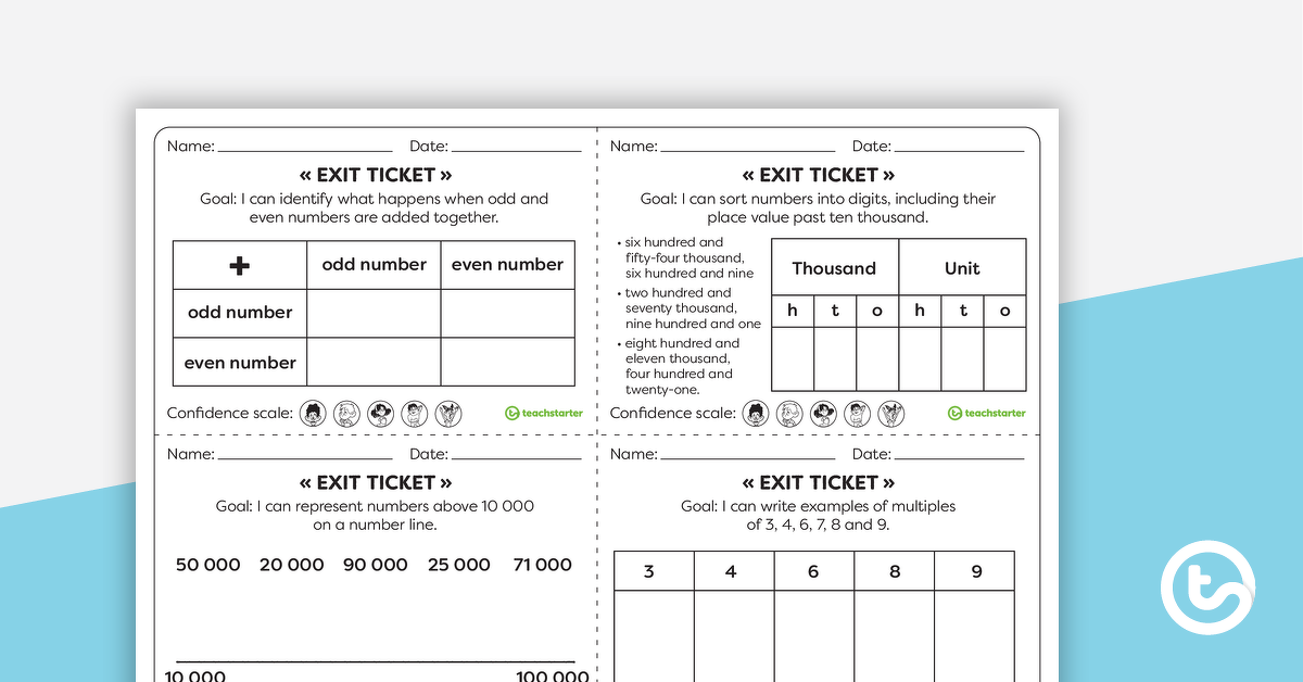 Preview image for Year 4 Numeracy Exit Tickets – Worksheets - teaching resource