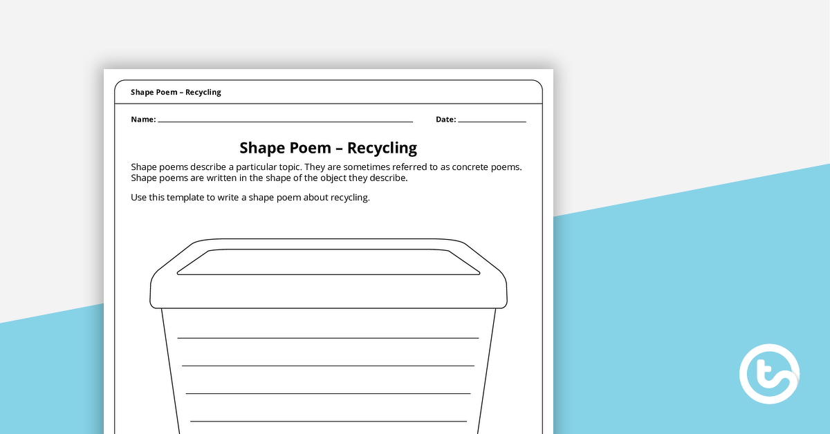 形状诗歌模板的预览图像 - 回收 - 教学资源