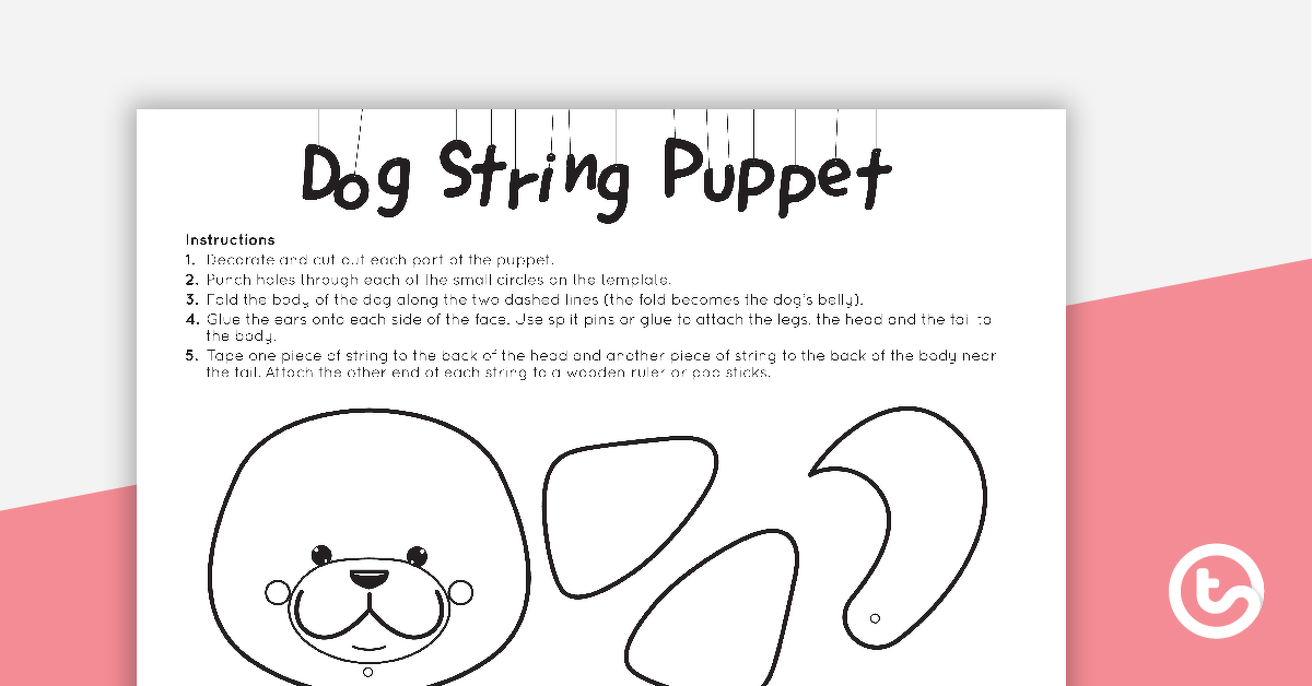 Puppy Dog String Puppet Craft模板 - 教学资源预览图像