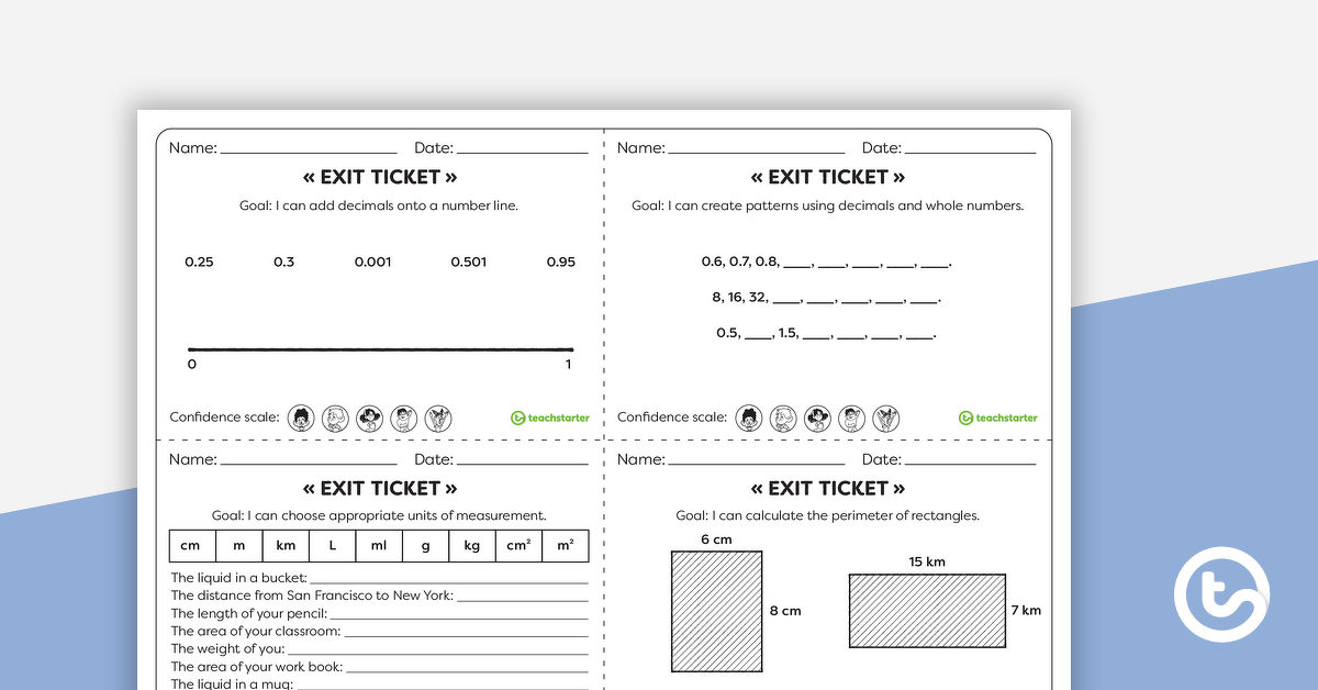 Preview image for Year 5 Numeracy Exit Tickets – Worksheets - teaching resource