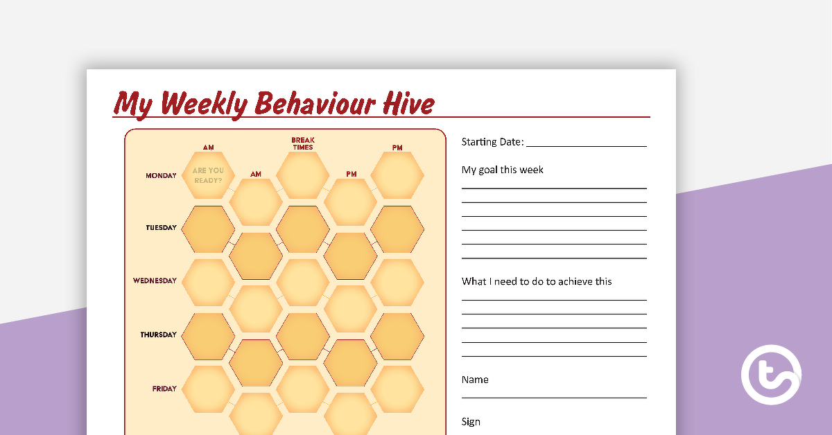 预览图像我的每周行为蜂巢-奖励图表-教学资源