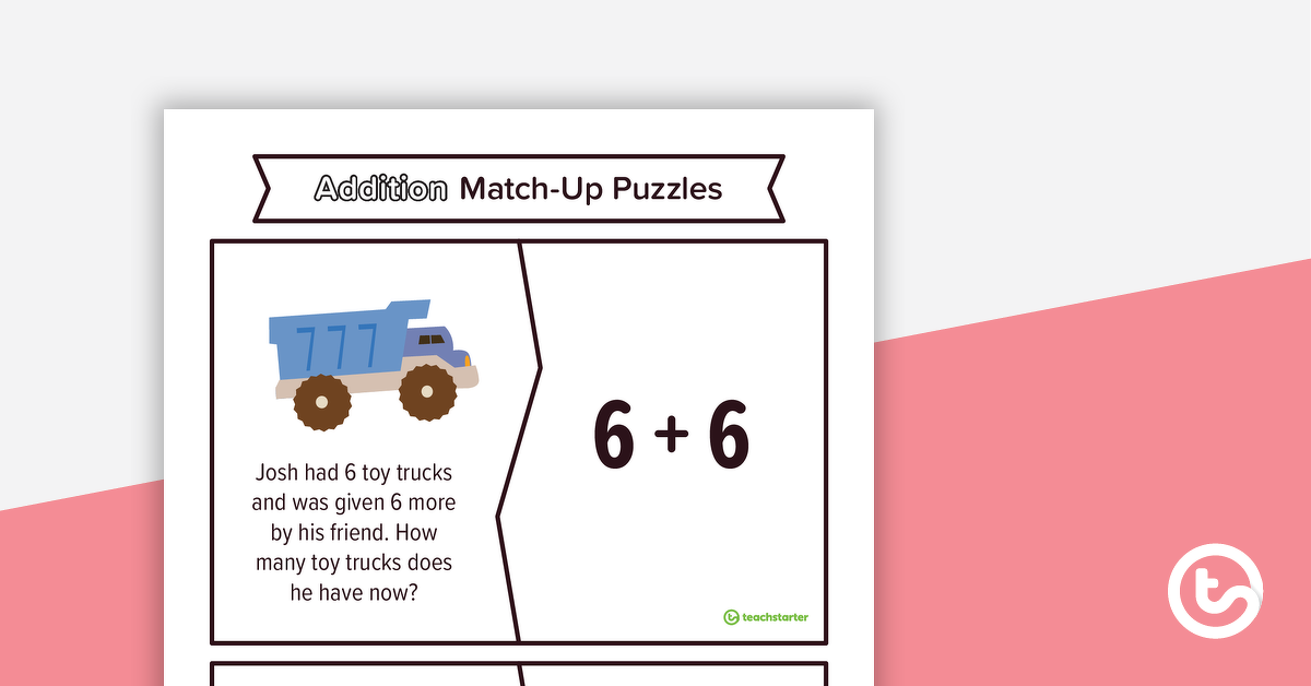 预览图像for Addition Match-Up Puzzles - teaching resource