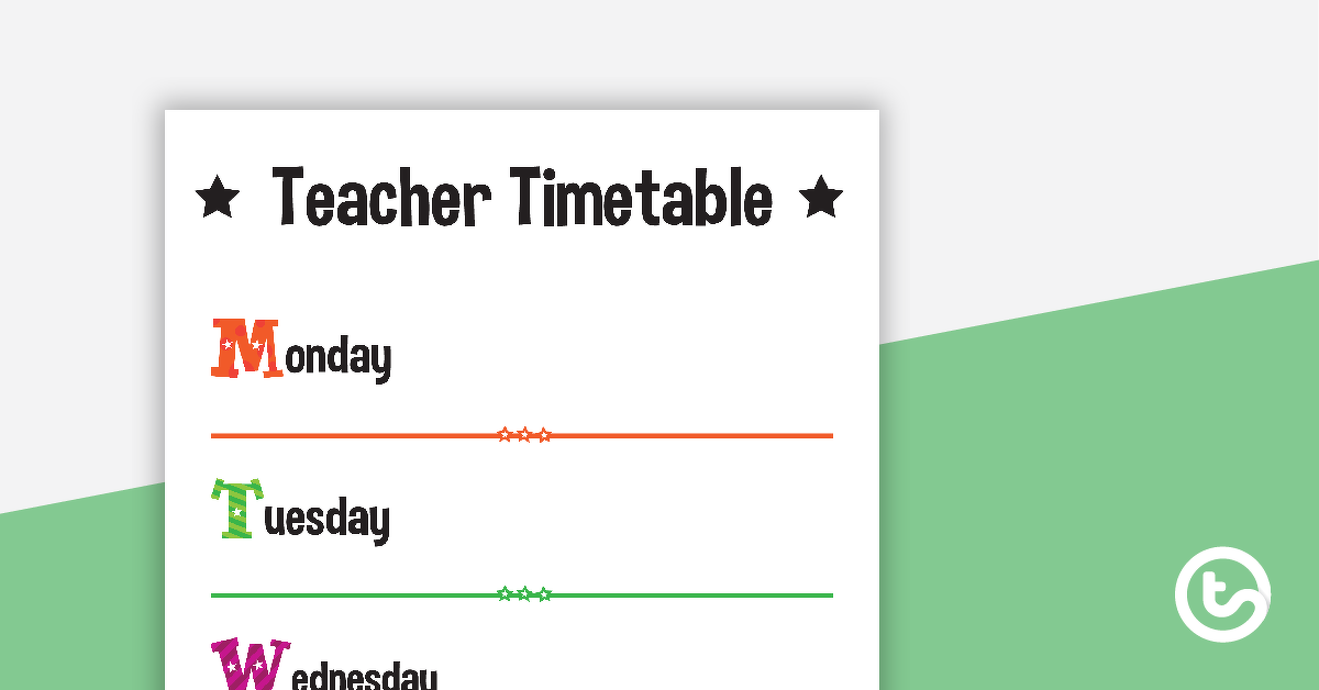 Preview image for Weekly Teachers Schedule Notification Chart - teaching resource