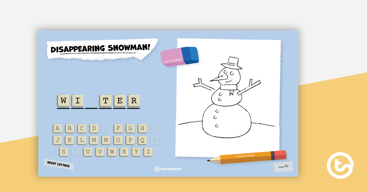 消失的雪人（Hangman替代方案）的预览图像 - 教学资源