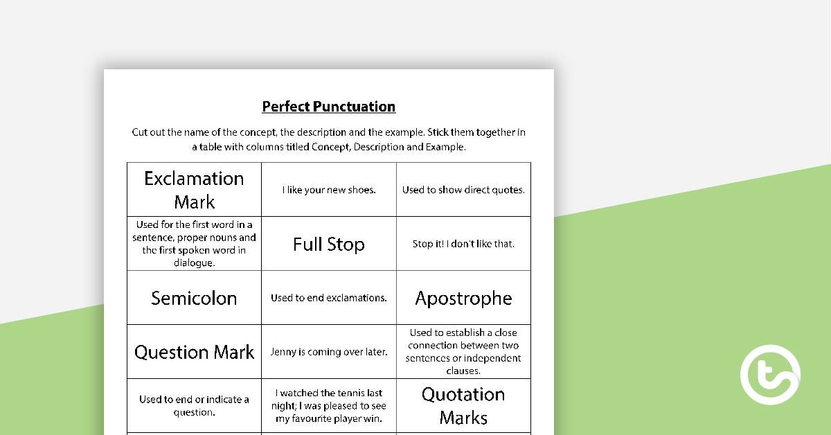 Preview image for Perfect Punctuation Worksheet - teaching resource