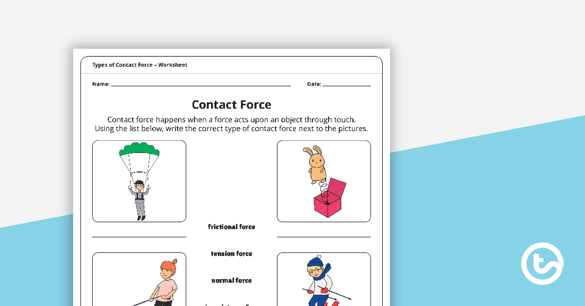 Preview image for Types of Contact Force Worksheet - teaching resource
