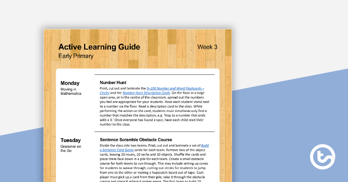 Preview image for Active Learning Guide for Early Primary - Week 3 - teaching resource