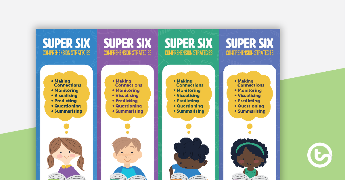 Preview image for Super Six Reading Comprehension Strategies Bookmark - teaching resource