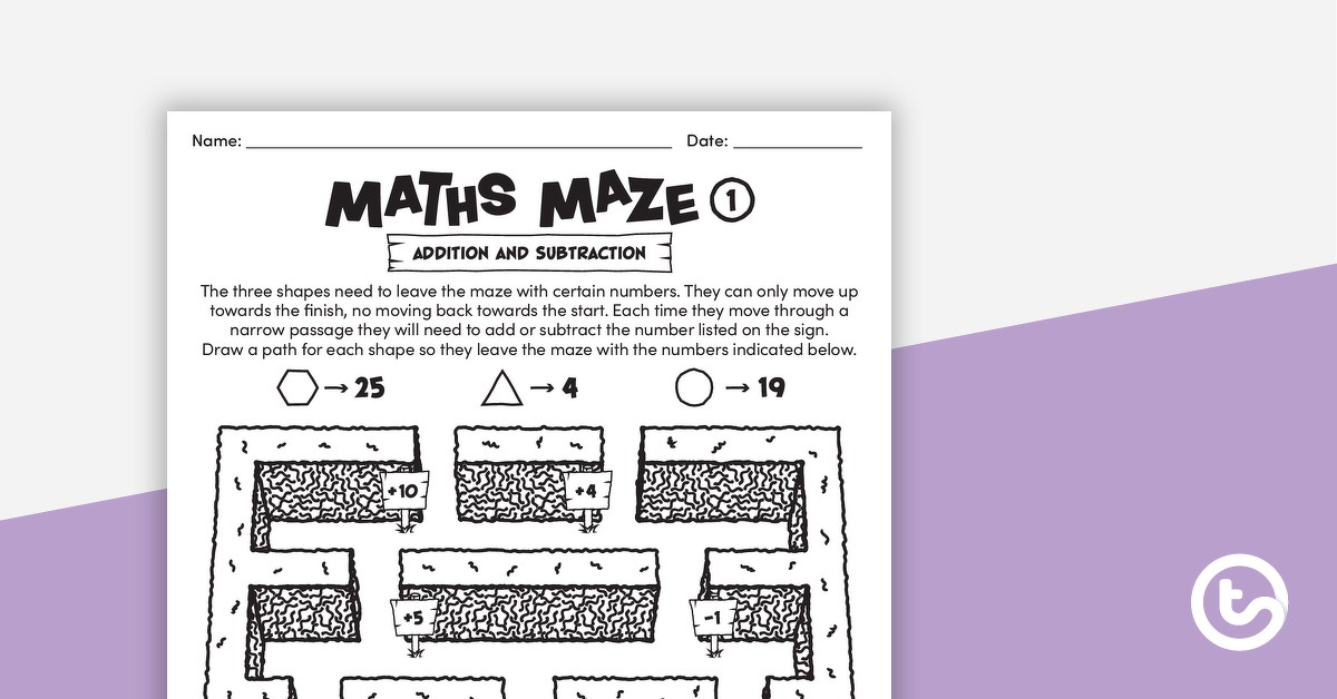 数学迷宫(加法和减法)预览图像-教学资源