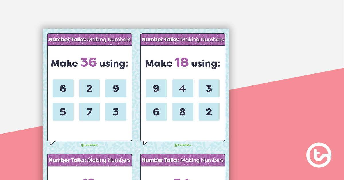 预览图像for Number Talks - Making Numbers Task Cards - teaching resource