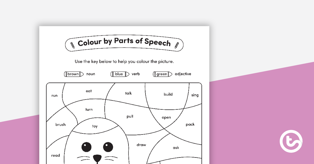 Preview image for Colour by Parts of Speech - Nouns, Verbs & Adjectives - Seal - teaching resource