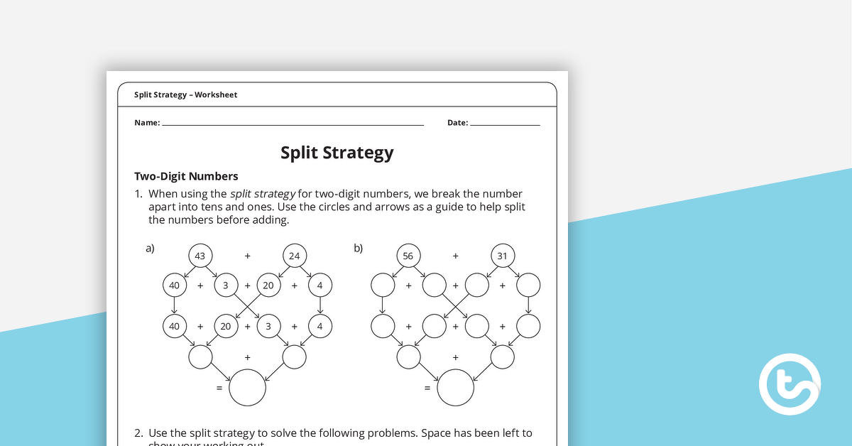 Preview image for Split Strategy Worksheet - teaching resource