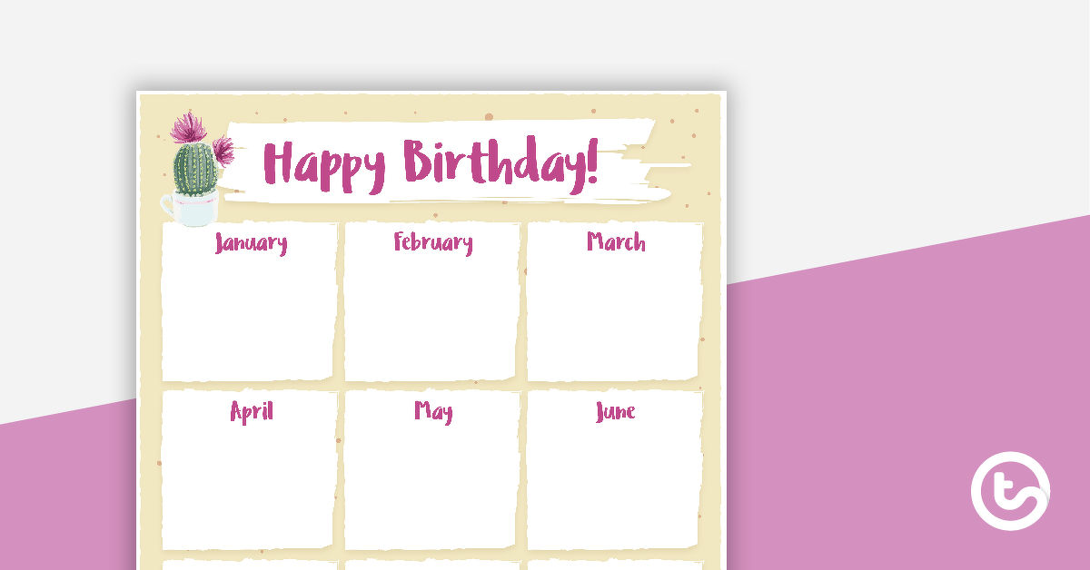 Preview image for Cactus - Happy Birthday Chart - teaching resource
