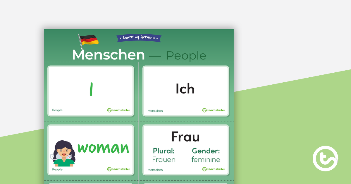 预览图像的人-德语语言抽认卡-教学资源