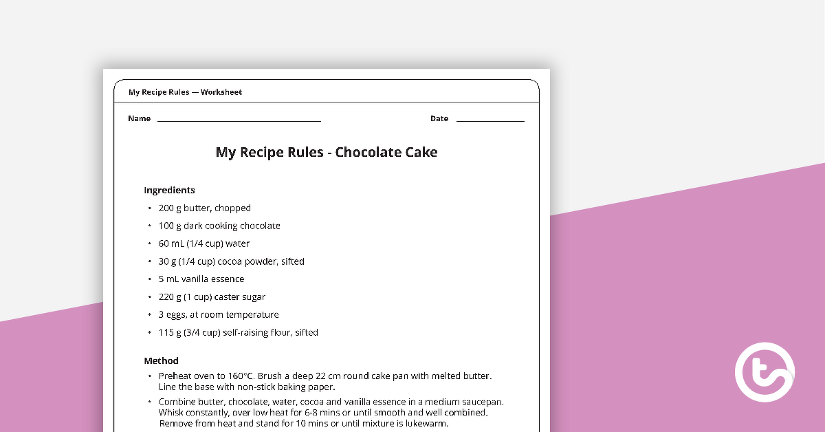 Preview image for My Recipe Rules - Measurement Worksheet - teaching resource