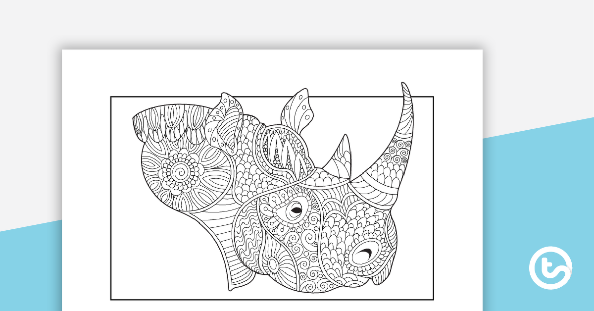 Preview image for Rhino Mindful Colouring In Sheet - teaching resource