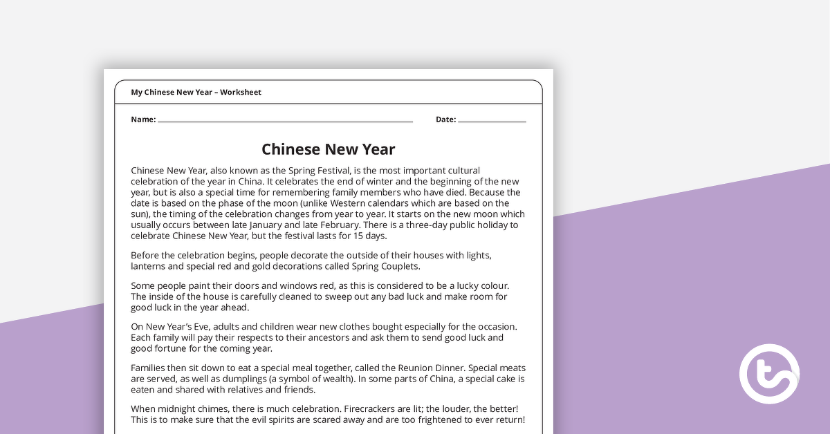 中国新年预览图像 - 工作表 - 教学资源