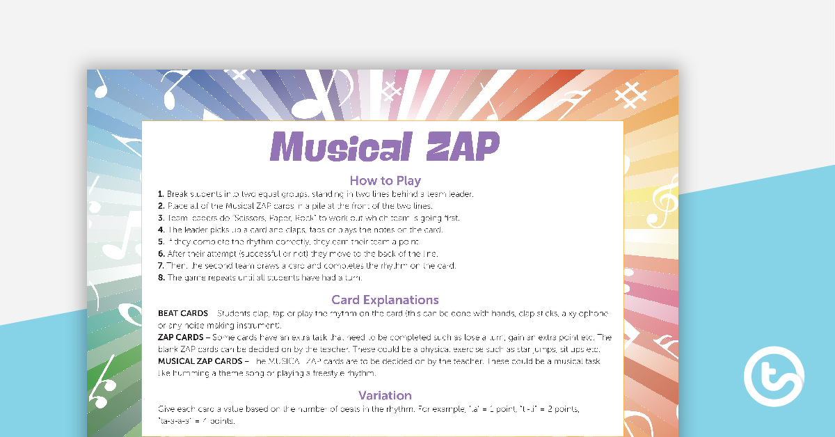 Preview image for Musical ZAP Game - Notes with Rhythm Syllables - teaching resource