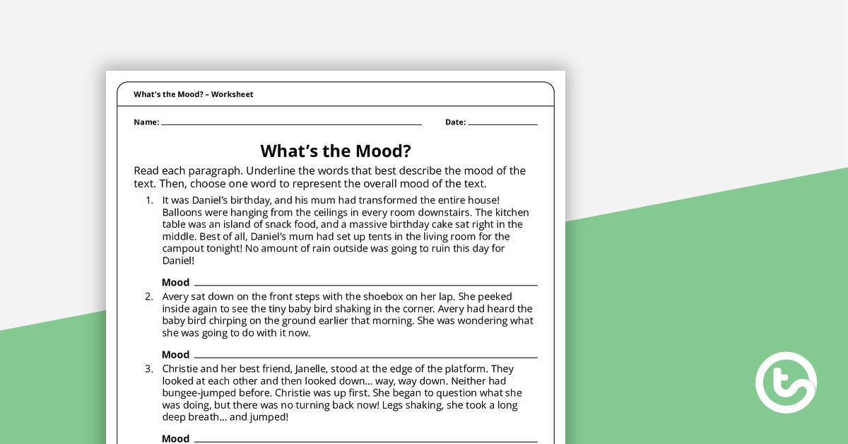 Preview image for What's the Mood? - Worksheet - teaching resource